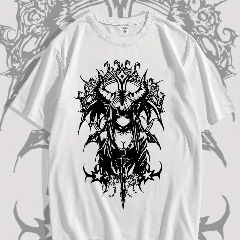 Unisexs Dark Anime Printed Round Neck Short Sleeved Tshirt for Summer New Unisexs Oversized Tshirt for Both Unisex and Unisex