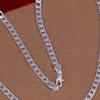 Fashion Unisex Silver Plated 4mm Sideways Flat Chain Necklace Jewelry Gift