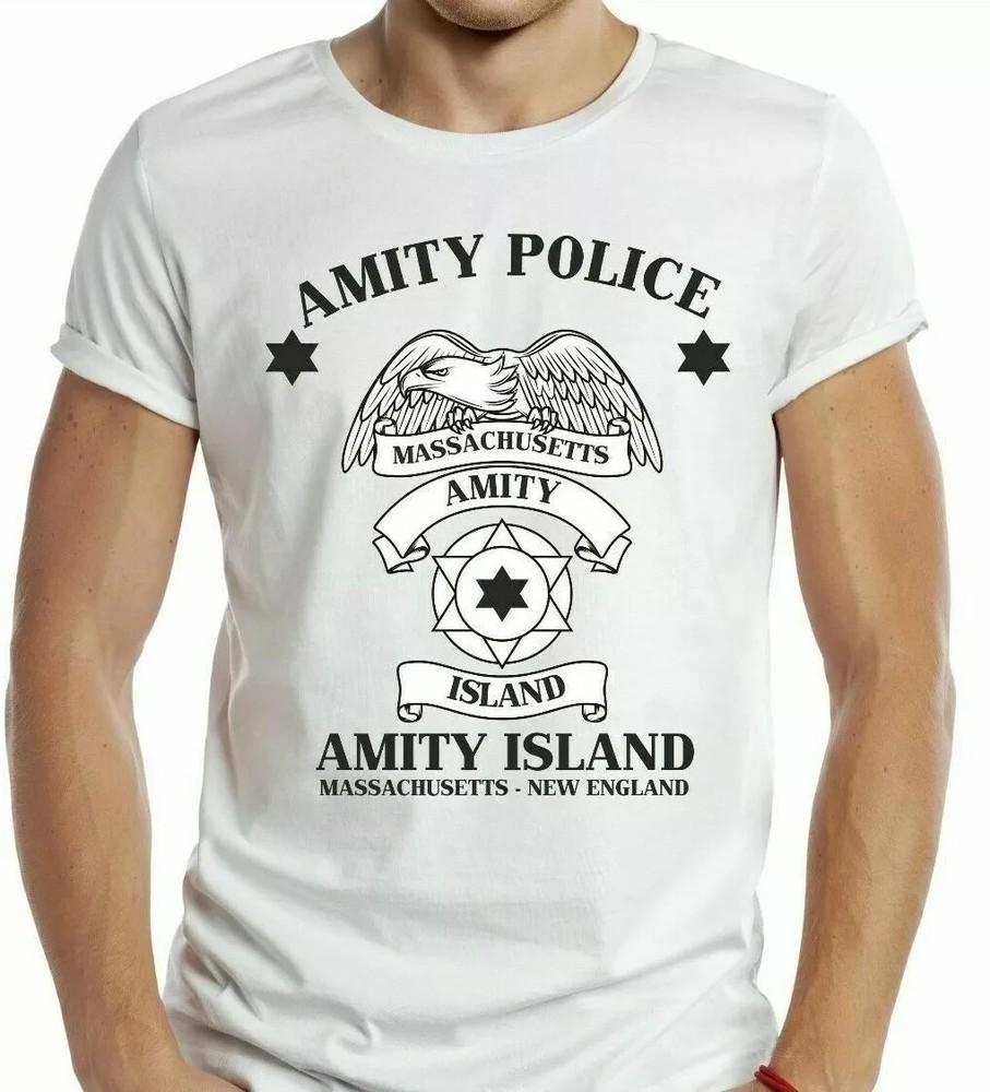 JAWS  T-Shirt Retro Cool Gift Tee Amity Police Movie 80s UK Unisex T-Shirt M
