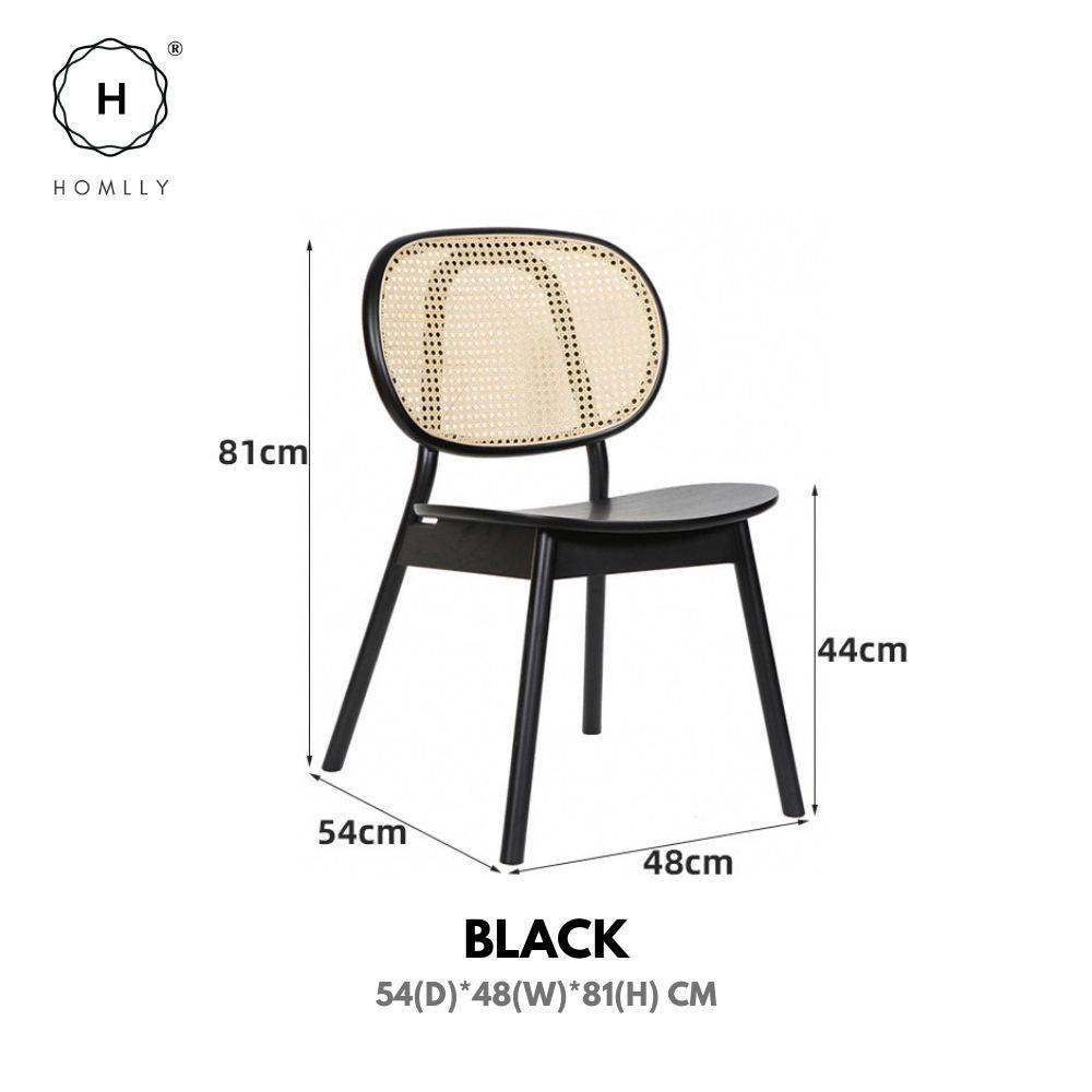 Homlly Ika Mid Century Wooden Rattan Cane Dining Chair