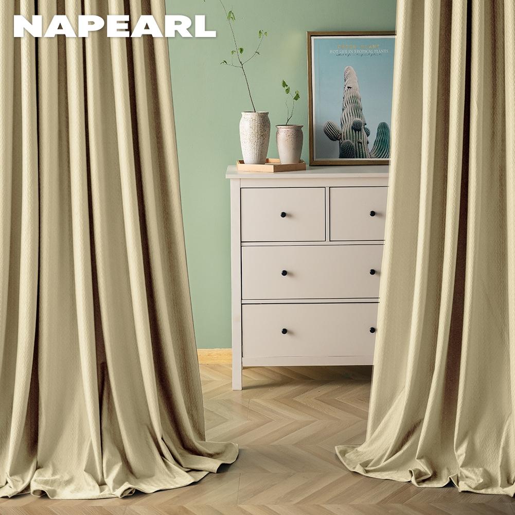 1PC NAPEARL 70-80% Blackout Simple and Elegant Textured Curtains Solid Color Soft Polyester Curtains for Living Room Bedroom Home Decor