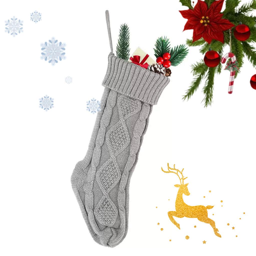Christmas Stockings Christmas Decoration Home Wall Decoration Candy Bag Socks Rhombus Gift Knitted Socks Pendant Holders