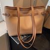 PU Leather Solid Color Large Capacity Tote Bag Casual Style Shoulder Bag Simple Design Hand Carry Purse for Women Use Bags