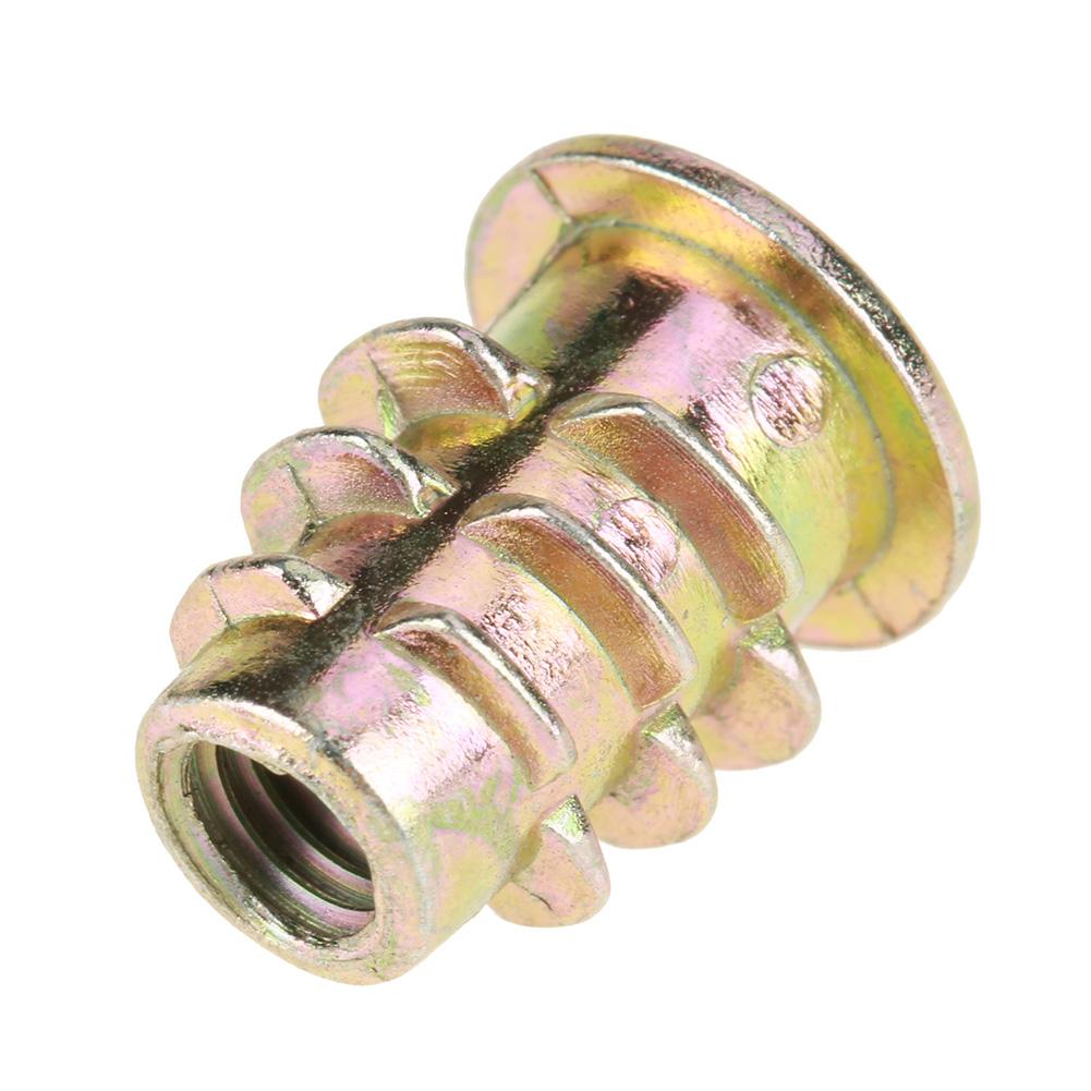 50Pcs M5*13mm Zinc Alloy Hex Drive Head Furniture Nuts Threaded for Wood Insert