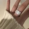Simple Silver Band Ring Adjustable Open Ring Minimalist Handmade Wide Band Ring Couple Jewelry for Men Women