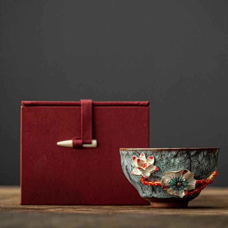 

Enamel color tea cup Ceramic tea cup Household handmade Jianzhan Kung Fu cup Master cup Single cup 200ml