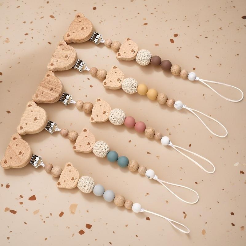 2Pcs New Chew Silicone Beads Pacifier Clips Dummy Chain Holder Newborn Soother Chains Nipple Holder Infant Teething Toys Gifts