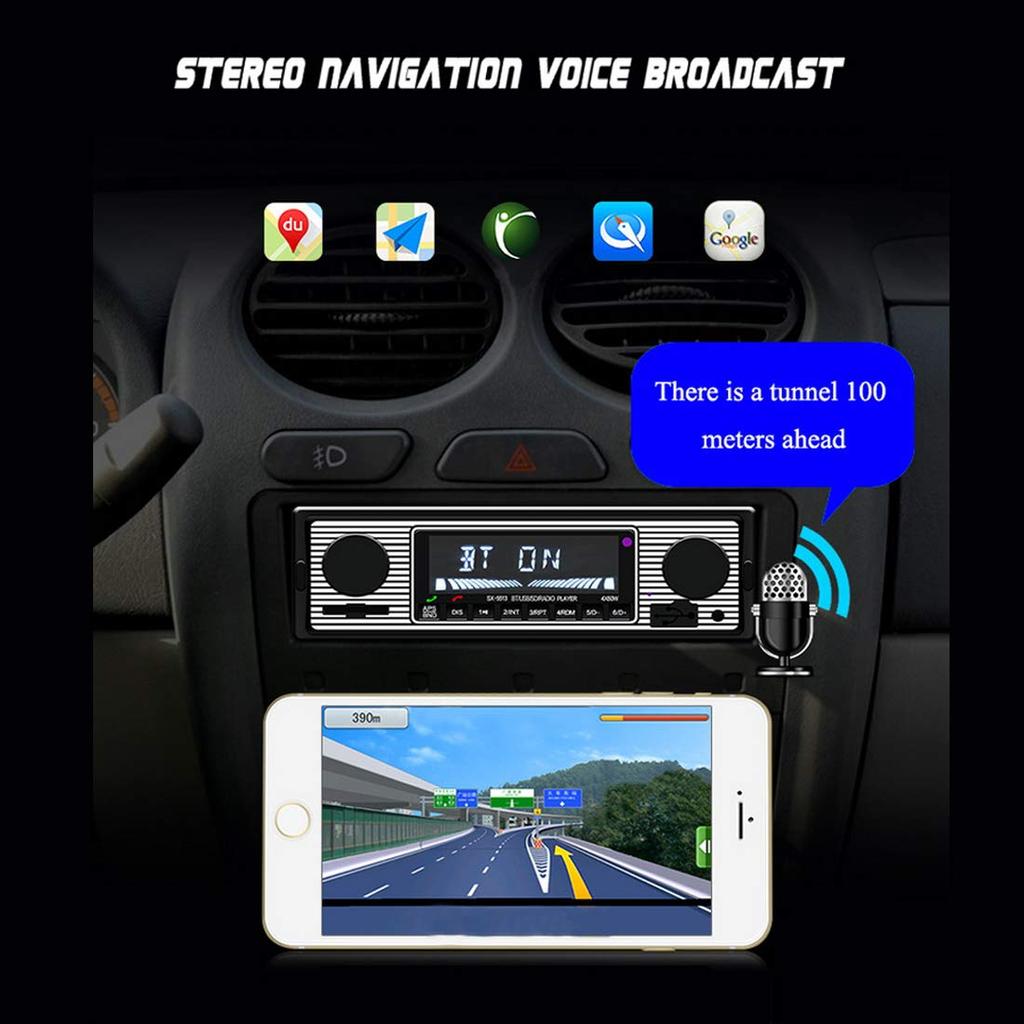 1din 5513 Car MP3 Player with FM Modulator, Bluetooth Music, Vintage Audio, USB Stereo Radio with AUX Function, Hands-Free AUX