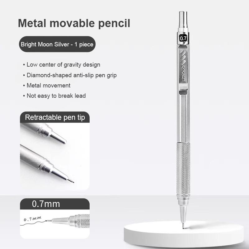 0.3 0.5 0.7 mm Full Metal Mechanical Pencil Low Center of Gravity Retractable Nib Automatic Pencils Art Drawing Sketch Pencil