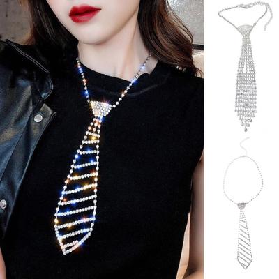 Náhrdelník se střapcem s přívěskem na kravatu Nastavitelný třpytivý náhrdelník z drahokamu Náhrdelník na párty Prom Náhrdelník Šperky Dárek