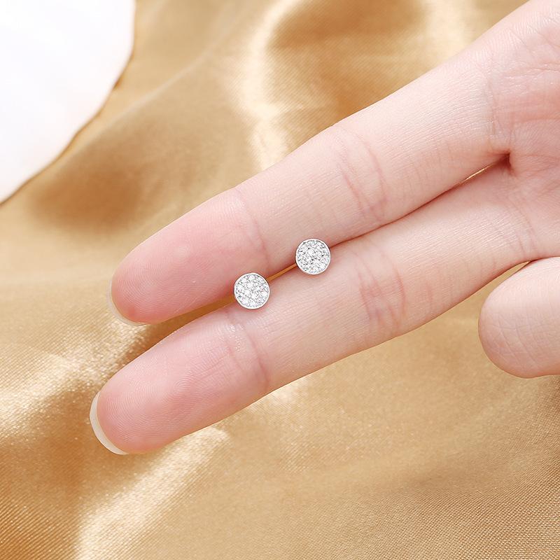 Simple Hip-Hop Men'S And Women'S Personalized Fashion Zircon Round Stud Earrings Trendy Exquisite Ear Jewelry