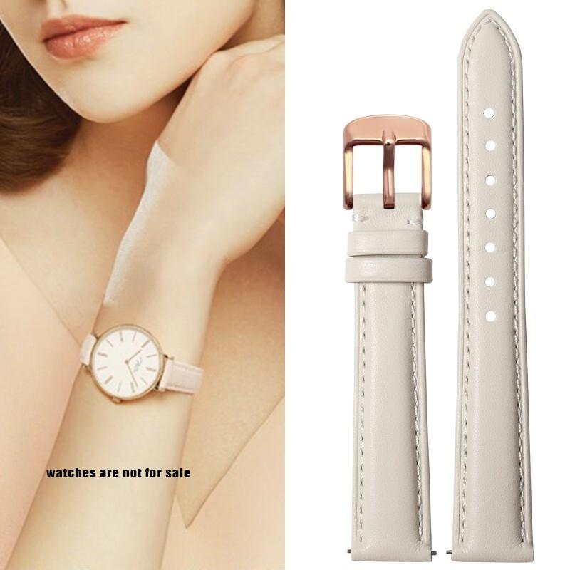 Quick Release Soft Cowhide Watchband for Casio Citizen Fossil Plain Watch Strap DW 12mm 14mm 16mm 18mm 20mm Ladies Bracelet pink
