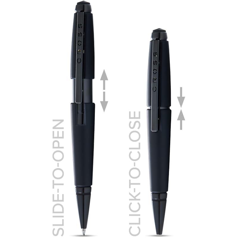 Cross Edge Refillable Rollerball Pen Presented in a Premium Gift Box - Medium Point, Black Ink, Matte Black
