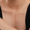 925 Sterling Silver Marquise Zircon Four Leaf Clover Lariat Y Long Tassel Chain Necklace