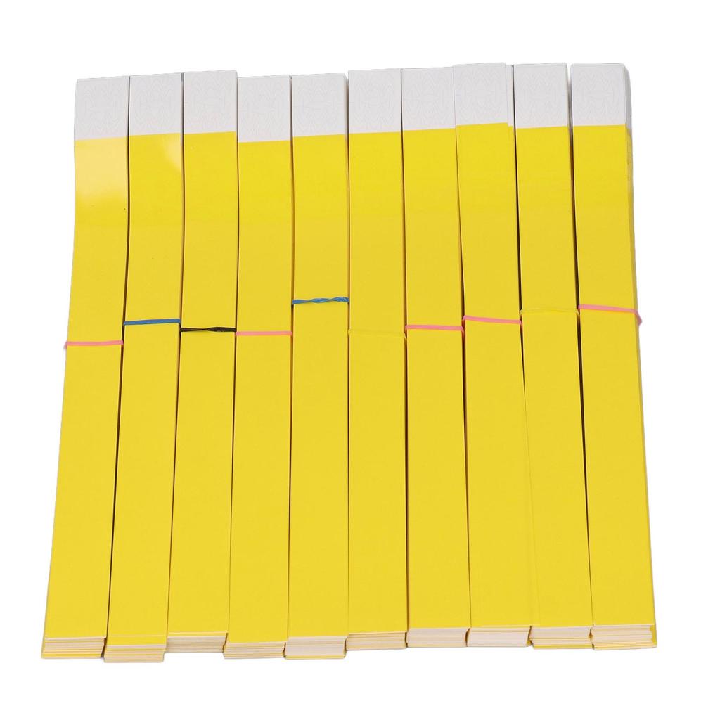 1000pcs Disposable Wristbands Waterproof Tear Resistant Event Paper Bracelets for Children Playground Concert Yellow