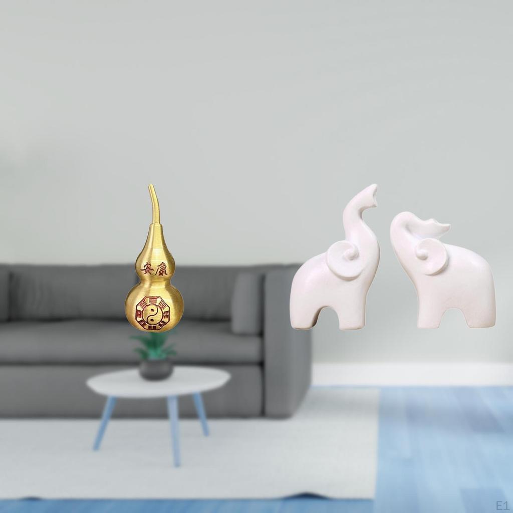 Brass Gourd And Elephant Sculptures Feng Shui Ornament Unique Tabletop Centerpieces for Spring Decor