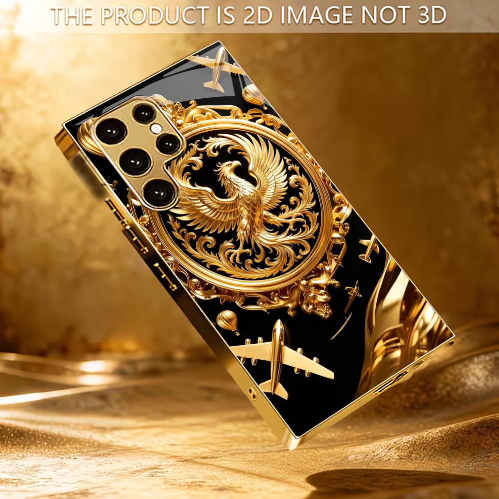Sparkling Gold Phoenix phone case glass s25 ultra case s26 ultra case for Samsung Galaxy S26 S25 S24 S23 S22 FE Ultra Plus