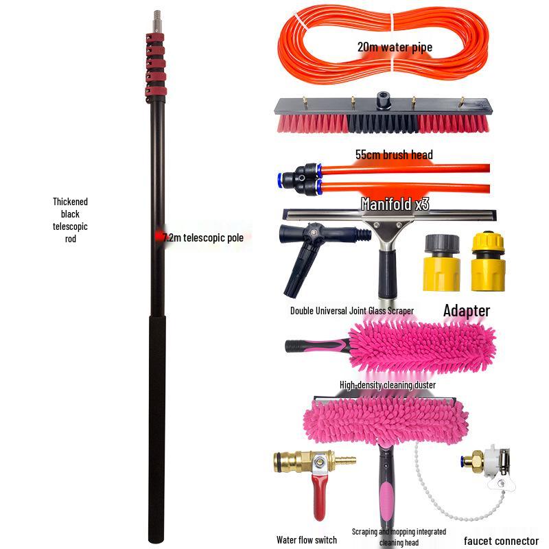 20-60 Ft Solar Panel & Window Cleaning Brush Kit