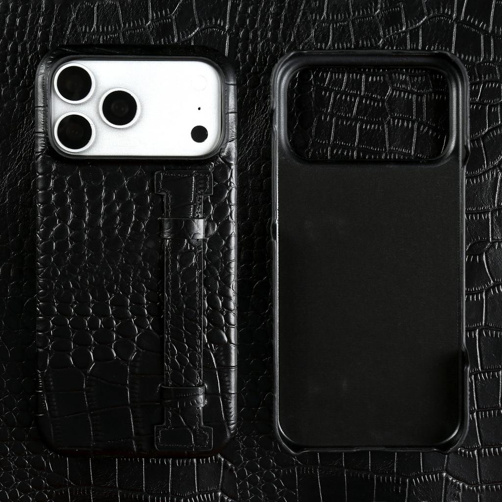Genuine Leather Case With Wrist Strap Kickstand For For Iphone 17 Pro Max 16 1 14 13 12 Crocodile Pattern Protective Funda