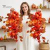 Decorazione da Parete Autunnale per Soggiorno Ghirlanda di Foglie d'Acero Artificiali, Ghirlanda di Zucca e Rattan Autunnale Stile Rustico Decorazione Regalo per il Ringraziamento, Raccolta