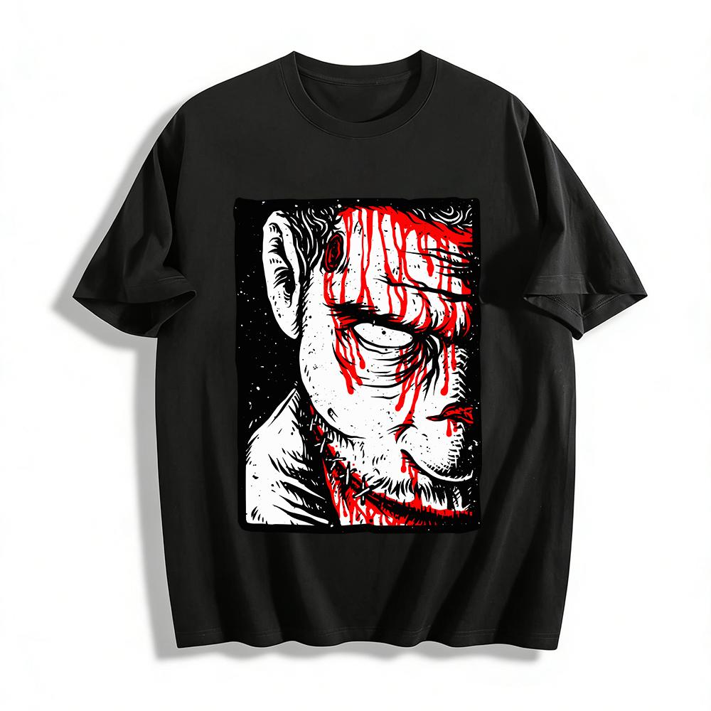 Horror Bloody Stitched Monster Print Dark Style Short Sleeve T-Shirt Pure cotton T-shirt
