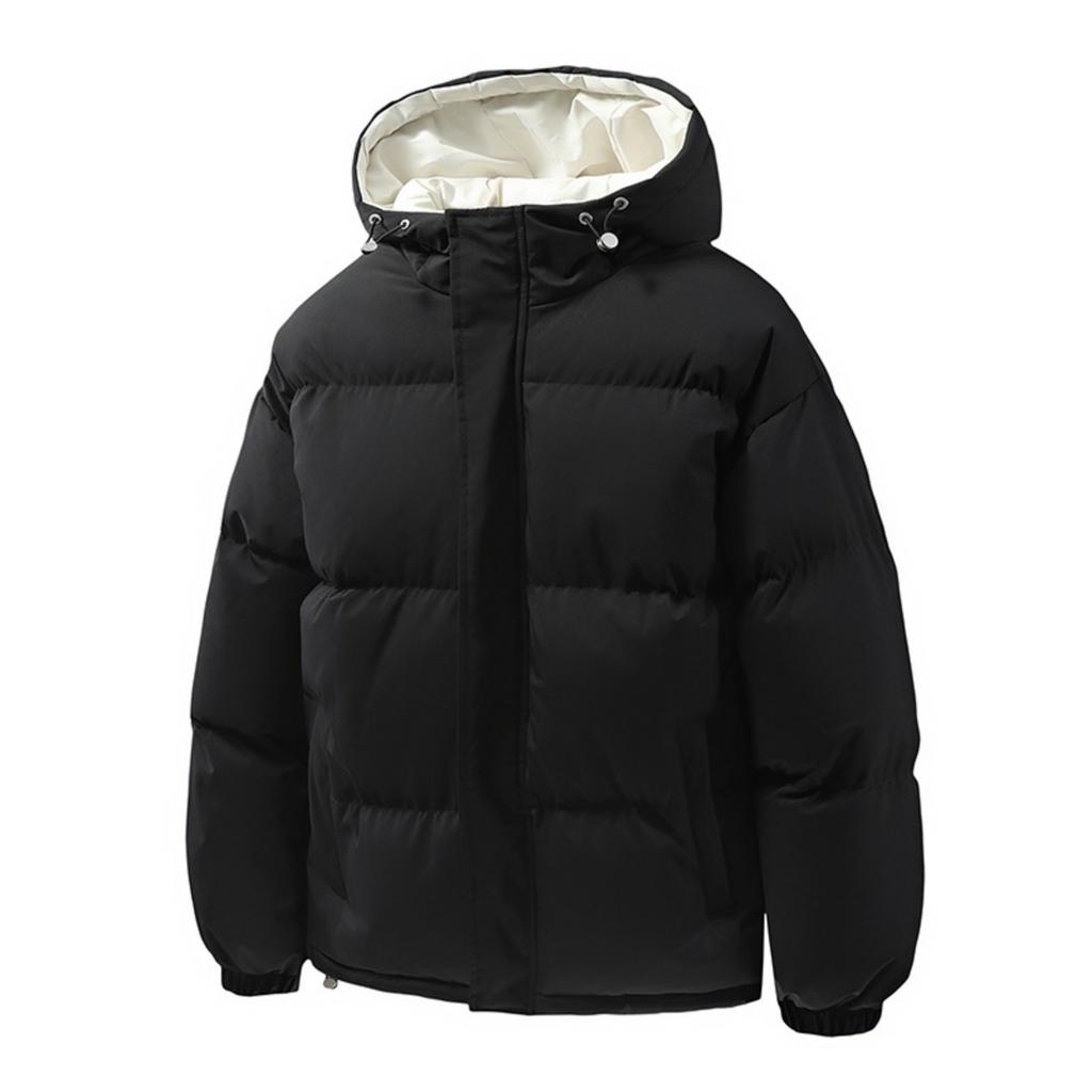Men's And Women's Solid-color Casual Down Cotton-padded Jackets, Men's Bread Jackets With Fleece And Thickened Hooded Jackets