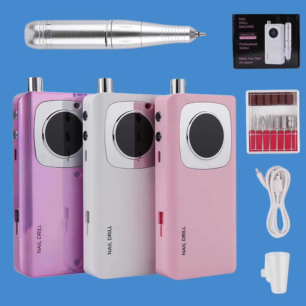 45000RPM Nail Drill Machine Electric Portable Nail File Rechargeable Nail Sander for Gel Nails Polishing For Home Manicure Salon