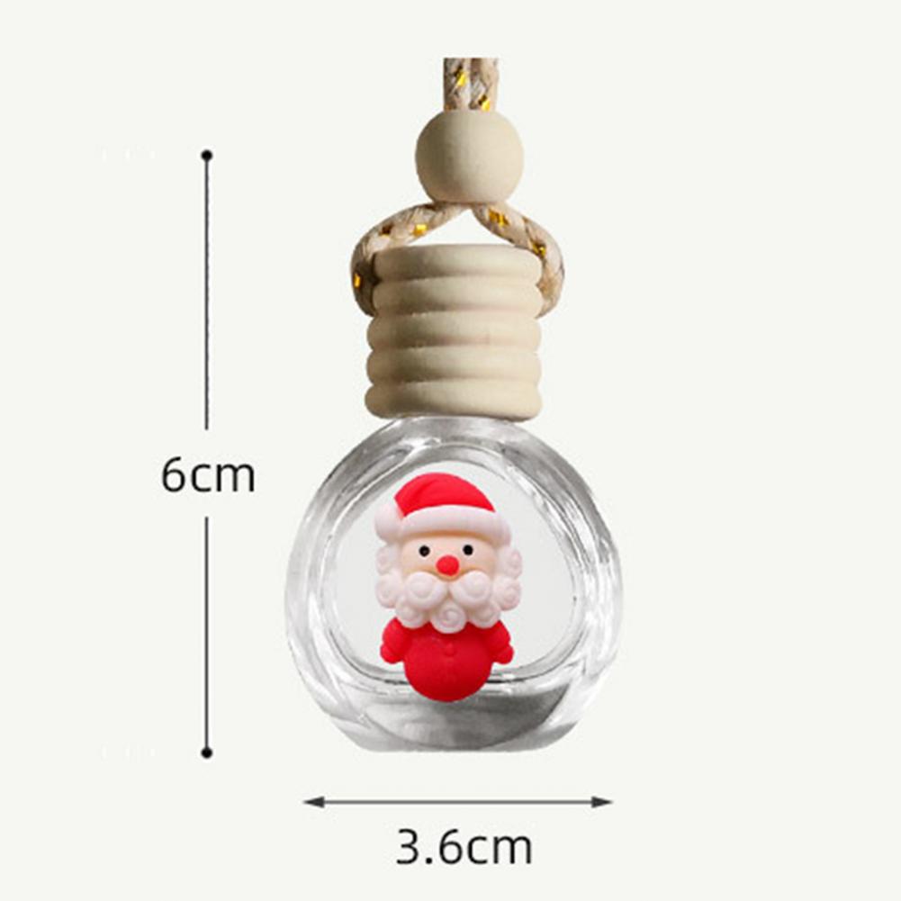 10ML Christmas Car Perfume Bottle Car Hanging Perfume Empty Bottle Wood Lid Cute Santa Elk Glass Essential Oil Empty Bottle