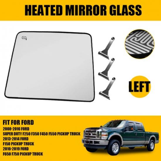 

For 08-2016 Super Duty F250 350 450 Tow Mirror Glass Upper Heated Driver Left N
