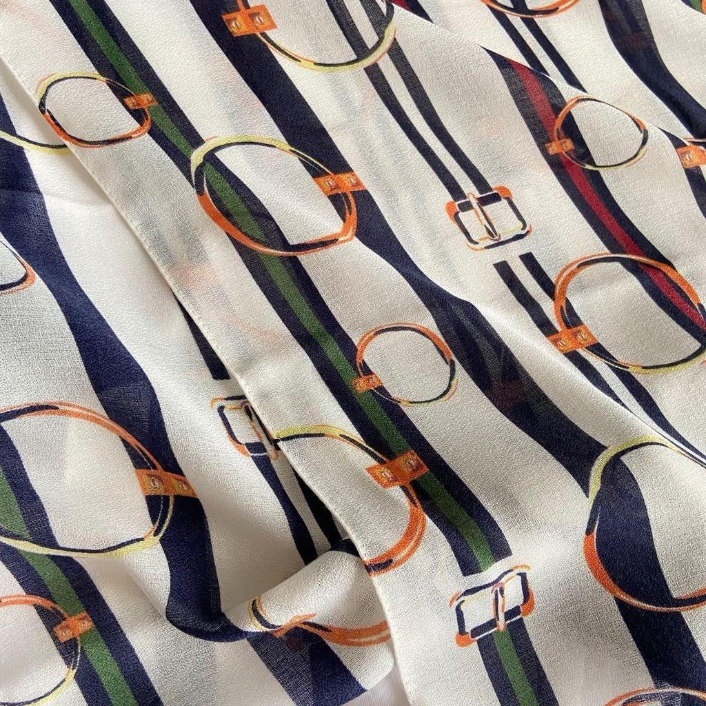 Used Imported large stole, long scarf, multicolor, belt pattern, large shawl, scarf, UV cut