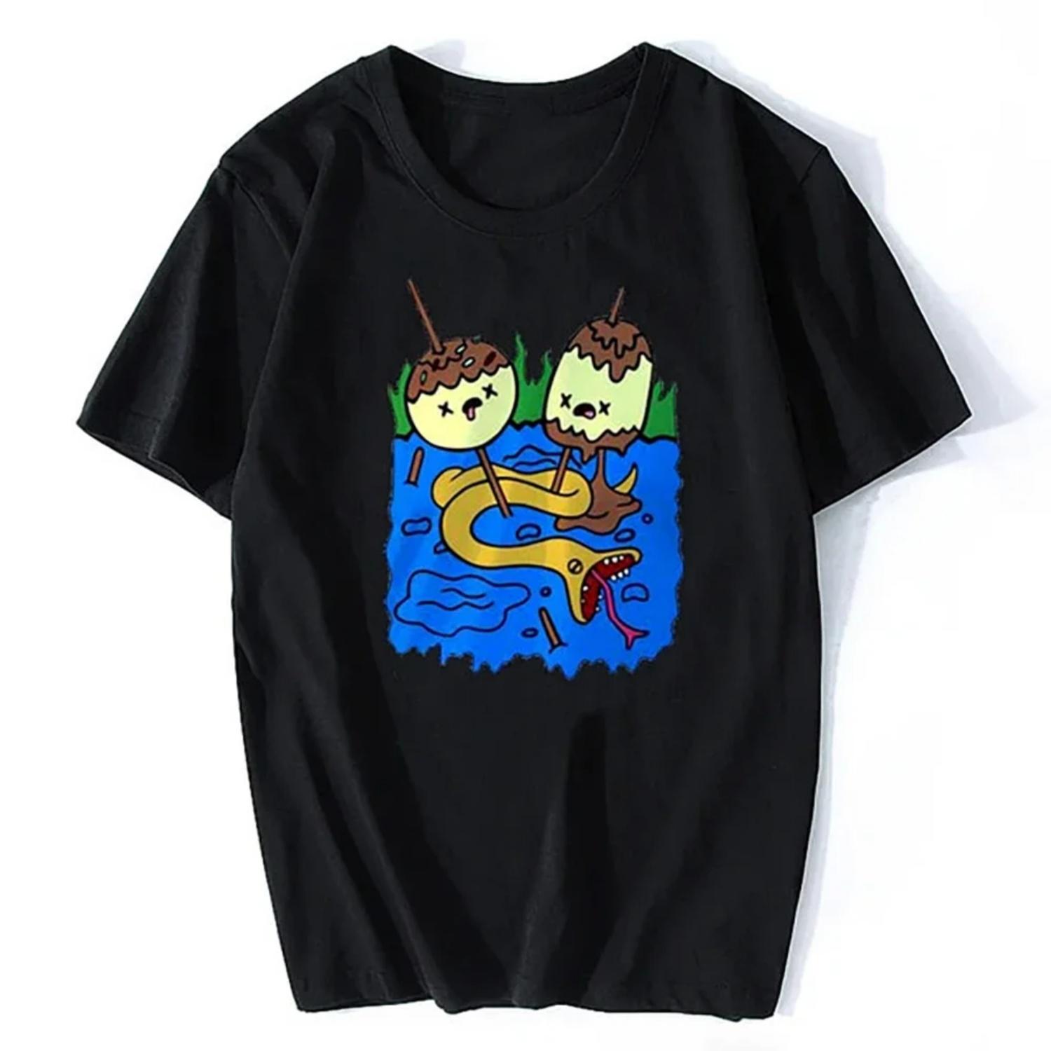 Summer Men s Clothing Rock Chewing Princess Casual Cotton T-Shirt Adventure Time T-shirt funny Marceline gift Fashion 01232 S чёрный