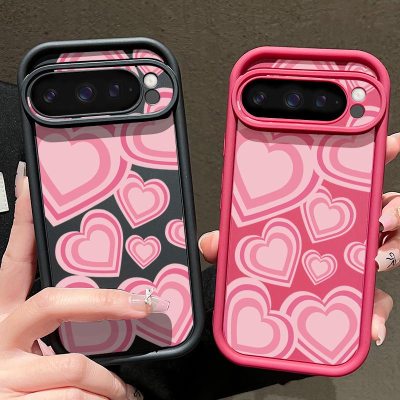 Y2K Retro Gradient Love Hearts Pattern Case For Google Pixel 10 Pro XL Pixel 9A 9 Pro 8 7 8A 7A Shockproof Bumper Soft Silicone Cover