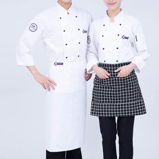 Chef Top Monocolore Tasca Manica Lunga Leggero Doppio Petto Cucina Collo Alto Taglie Forti Maniche Lunghe Uniforme Cuoco Abbigliamento Adulto
