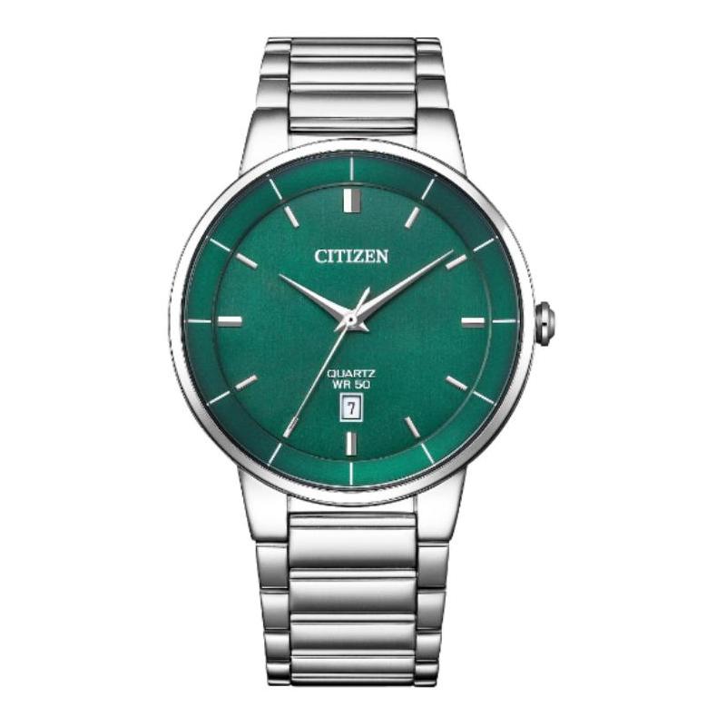 

CITIZEN GENT S series 50 meters waterproof Quartz Steel Strap men s watch green dial BI5120-51X зелений