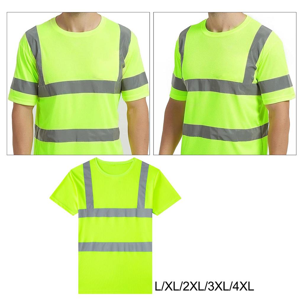 T Shirt High Visibility Short Sleeve Work Reflective Breathable Quick Dry Unisex Apparel