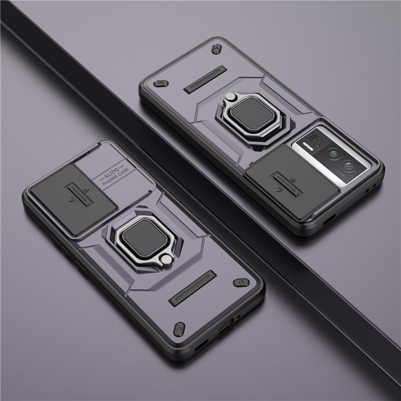 

Для POCO F5 Pro Чехол для POCO F5 Pro 5G Чехол 6,67 дюйма Объектив Раздвижное Окно Защитная Броня Ударопрочный Держатель Магнитный Бампер For POCO F5 Pro фиолетовый