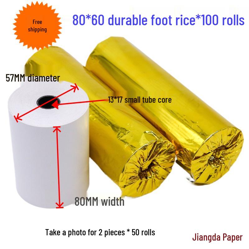 Enhanced Thermal Receipt Paper 80x60mm, 80x50mm - Kitchen-Grade, Waterproof, Tear-Resistant, Ideal for Delivery and Catering Printing.