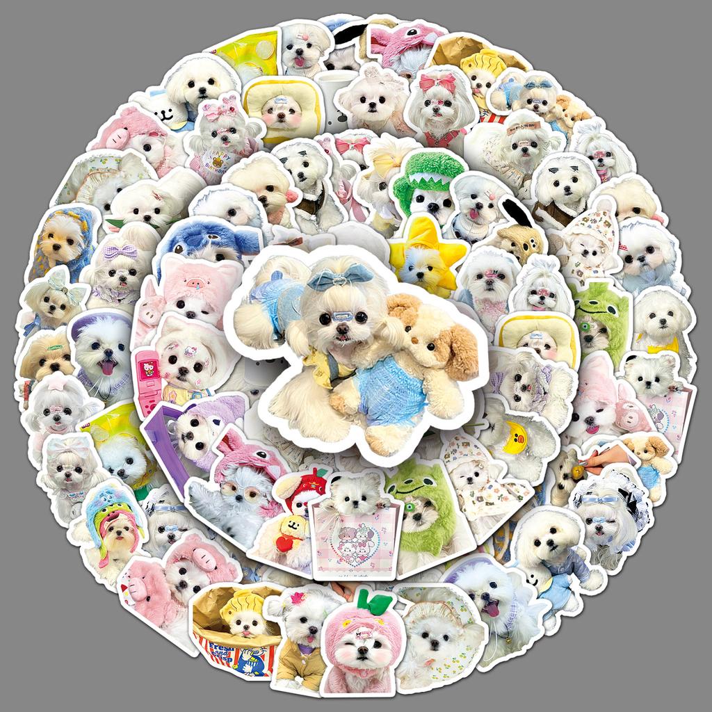 50 Maltese Graffiti Stickers Cute Dog Ins Style Creative Decorative Water Cup Computer Mobile Phone Case Stickers