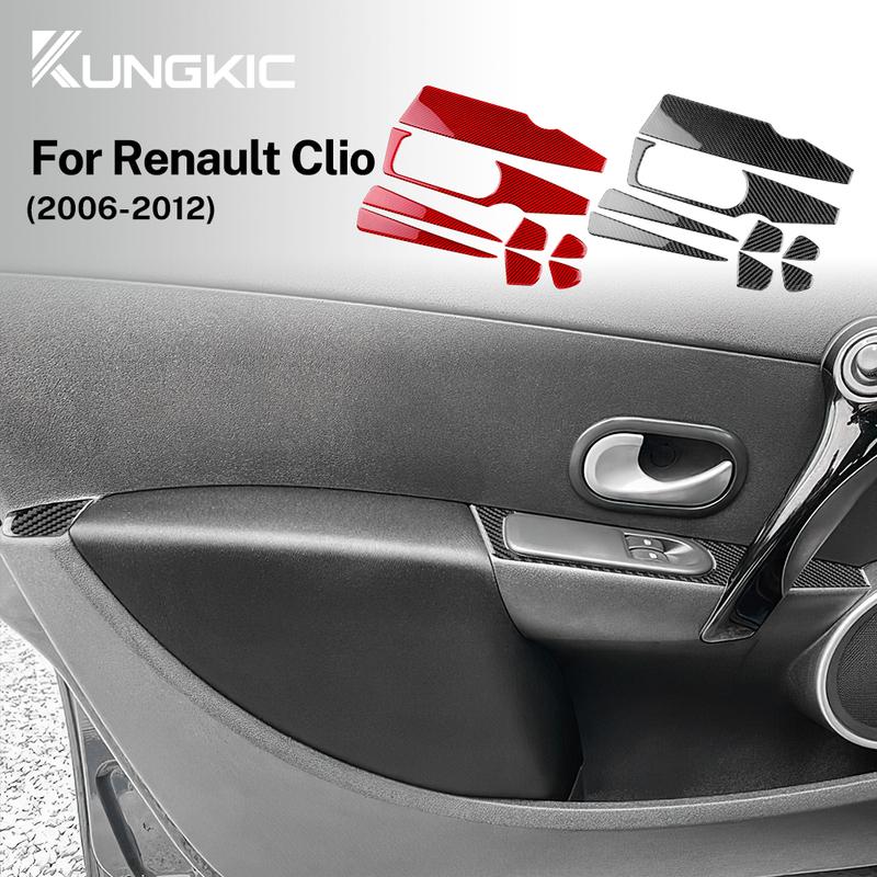 Real Soft Carbon Fiber For Renault Clio 3 MK3 III 2006 2007 2008 2009 2010 2011 2012 LHD RHD Car 4-Doors Window Panel Sticker.