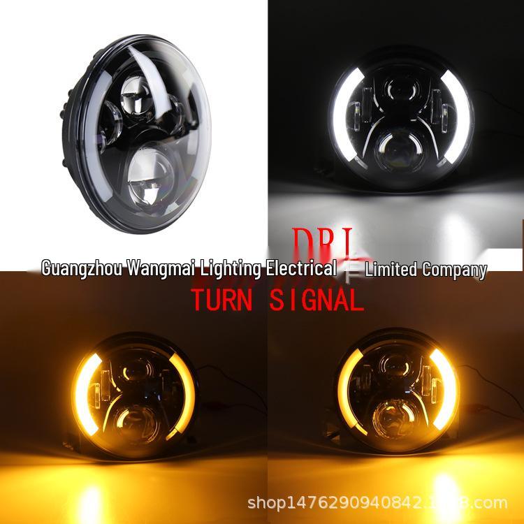 7-inch Harley LED Headlight with Semi-Circular Angel Eye – 60W High-Brilliance Motorcycle Headlight