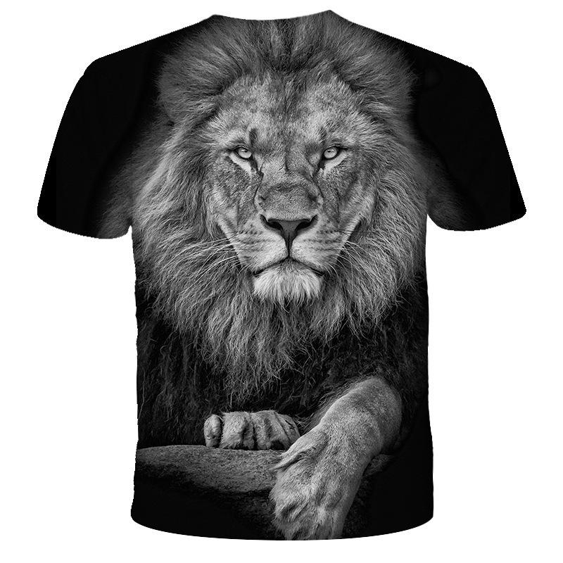 Men's Short Sleeved Digital Printed 3D Lion Men's T-shirt