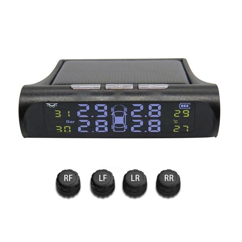 1 Satz Smart Car Reifendruckkontrollsystem TPMS Solarenergie Digitales LCD-Display USB Automotive Sicherheitsalarm Reifensensor