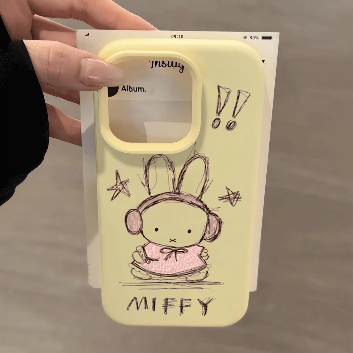 

Cute Cartoon Sketch Exclamation Mark Miffy Rabbit for IPhone17promax for Apple 15 Mobile Phone Case 14 New For iPhone 17PROMAX