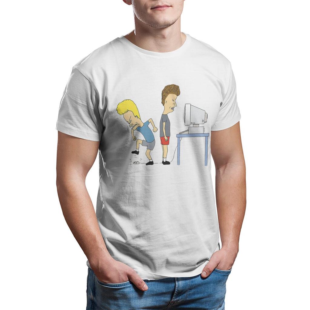 Beavis and Butthead Funny Sarcastic Cartoon Cannot Computer T Shirt Men Tees Summer Polyester Clothing Harajuku ONeck TShirt