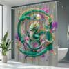1pc Dragon Pattern Shower Curtain Bathtub Partition Hanging Curtain Verdant Dragon Animal Pattern Vibrant Green And Purple Flora