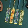 4Pcs Vintage Oil Painting Themed Bookmarks with Tassels Hollow Metal Bookmarks Book Page Marker for Teacher Reader