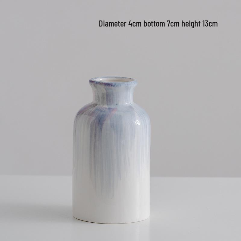 

Шу Мэн Расписанная вручную синяя минималистичная керамическая ваза для сухих или свежих цветов - Идеально для декора гостиной или выставочного зала