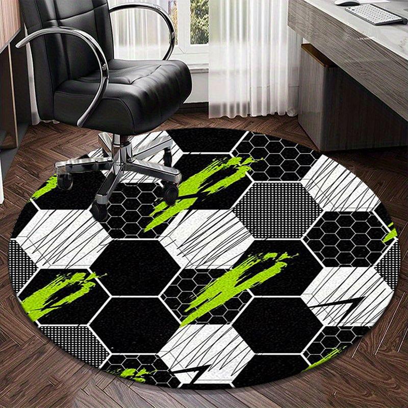 Soccer Ball Artwork Round Carpet Chair Cushion Round Entryway Rug, Soft Round Rugs for Living Room, Bedroom, Circle Carpet Decor Gifts