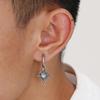 Men's Stainless Steel Moonstone Star Hoop Earrings, Waterproof Hiphop Jewelry