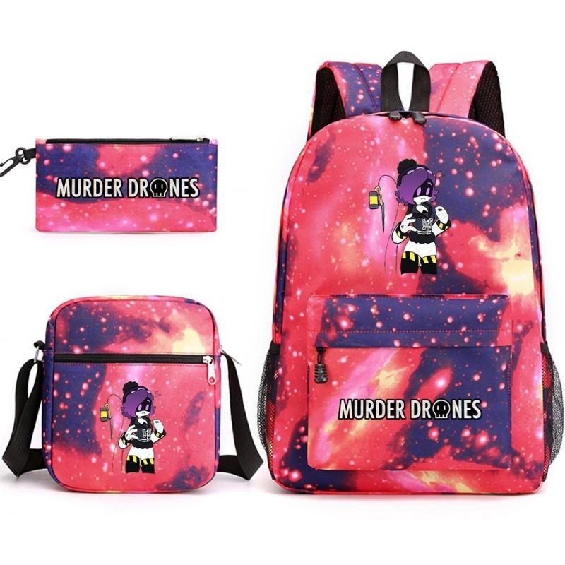 Murder Drones Themed 3-Piece School Set: Backpack Shoulder Bag Pencil Case Teens